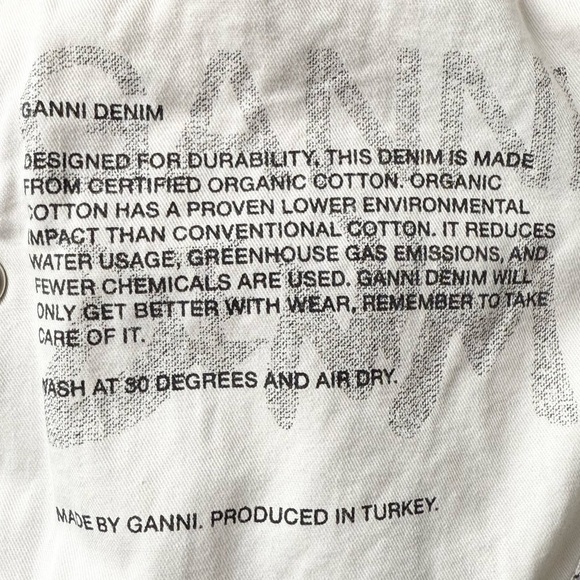 GANNI 90s Baroque Logo Print Denim High Rise Cropped Bootcut Flare Leg Jeans 26 - Picture 16 of 16